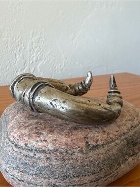 Handmade (by me) Heavy 925 Silver Brutalist Bull Horn Statement Cuff [S]